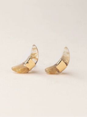 Scout Citrine (stone of good fortune) & Gold Crescent Earrings -Retired